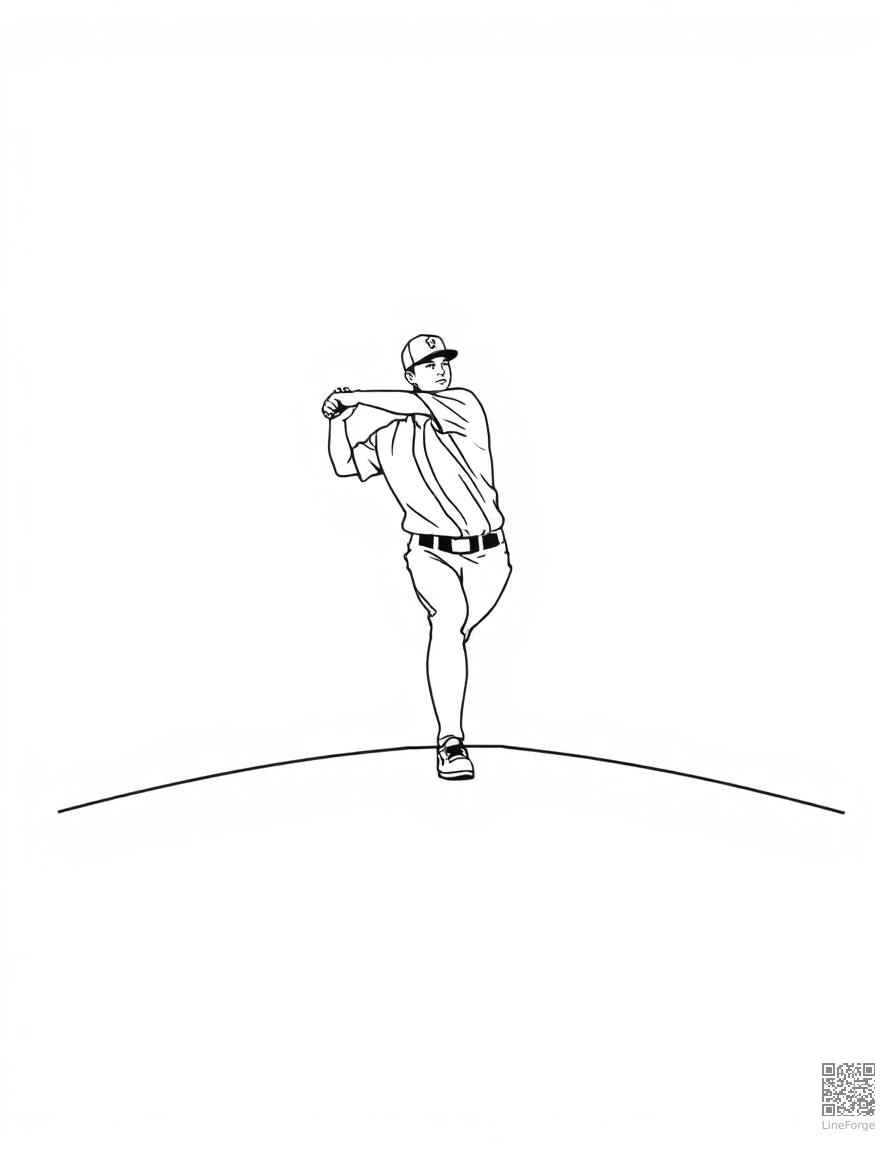 baseball pitcher on the mound coloring page Minimal style - free printable