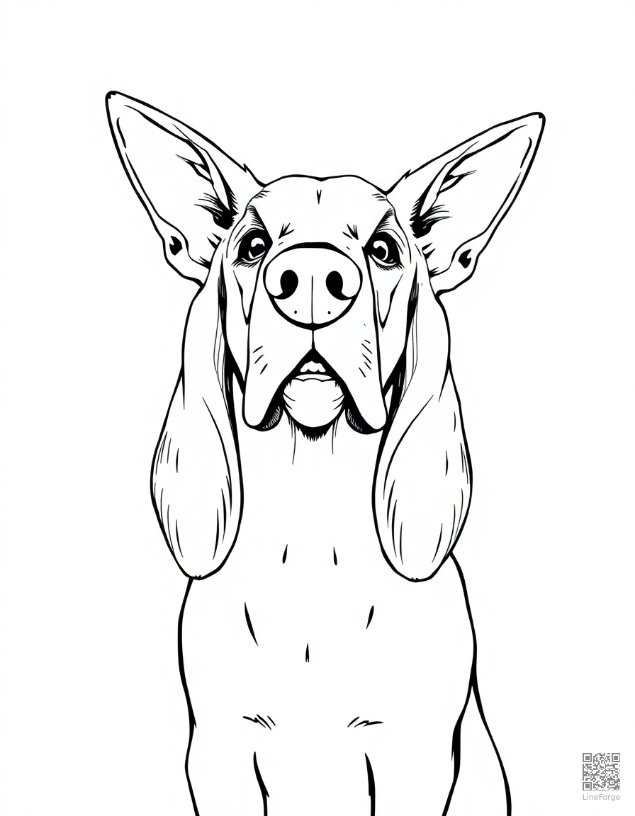 basset hound with very long ears coloring page Manga style - free printable