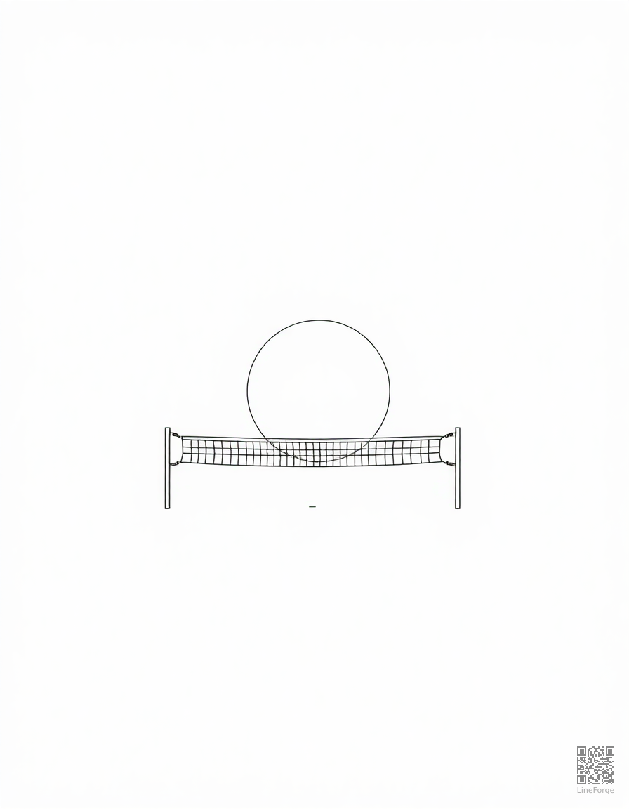 beach volleyball game at sunset coloring page Minimal style - free printable