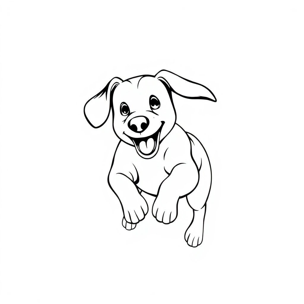 Beagle dog — playing and running, energetic and joyful coloring page Manga style - free printable