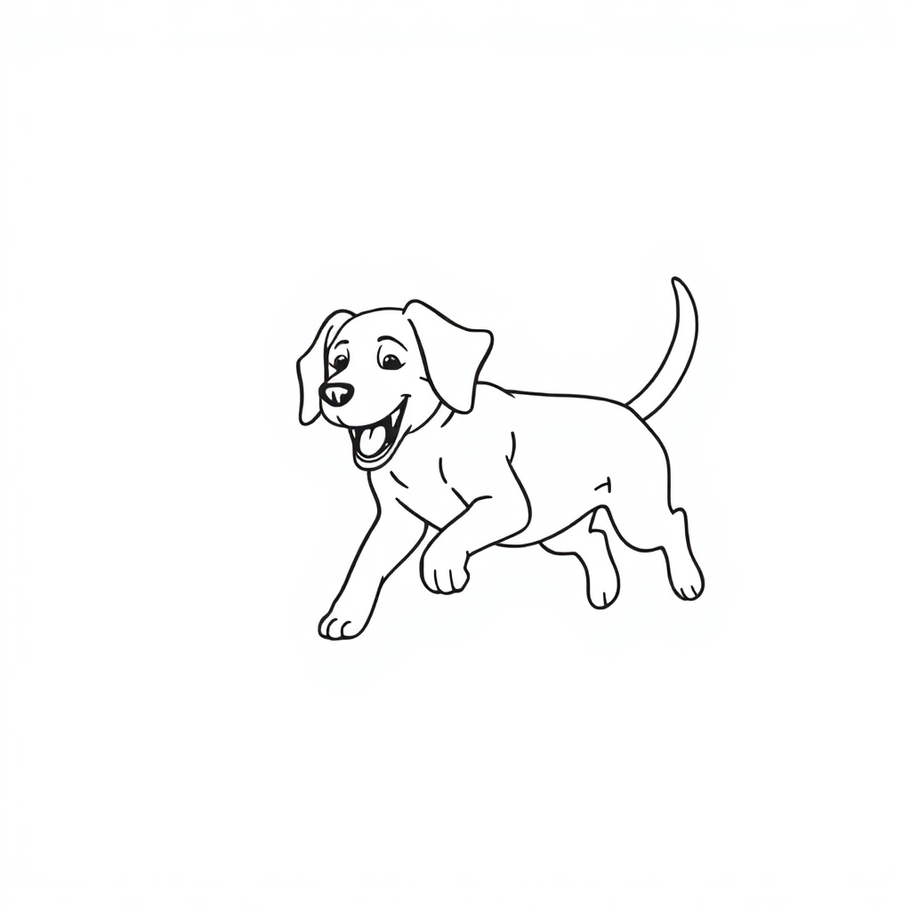 Beagle dog — playing and running, energetic and joyful coloring page Minimal style - free printable
