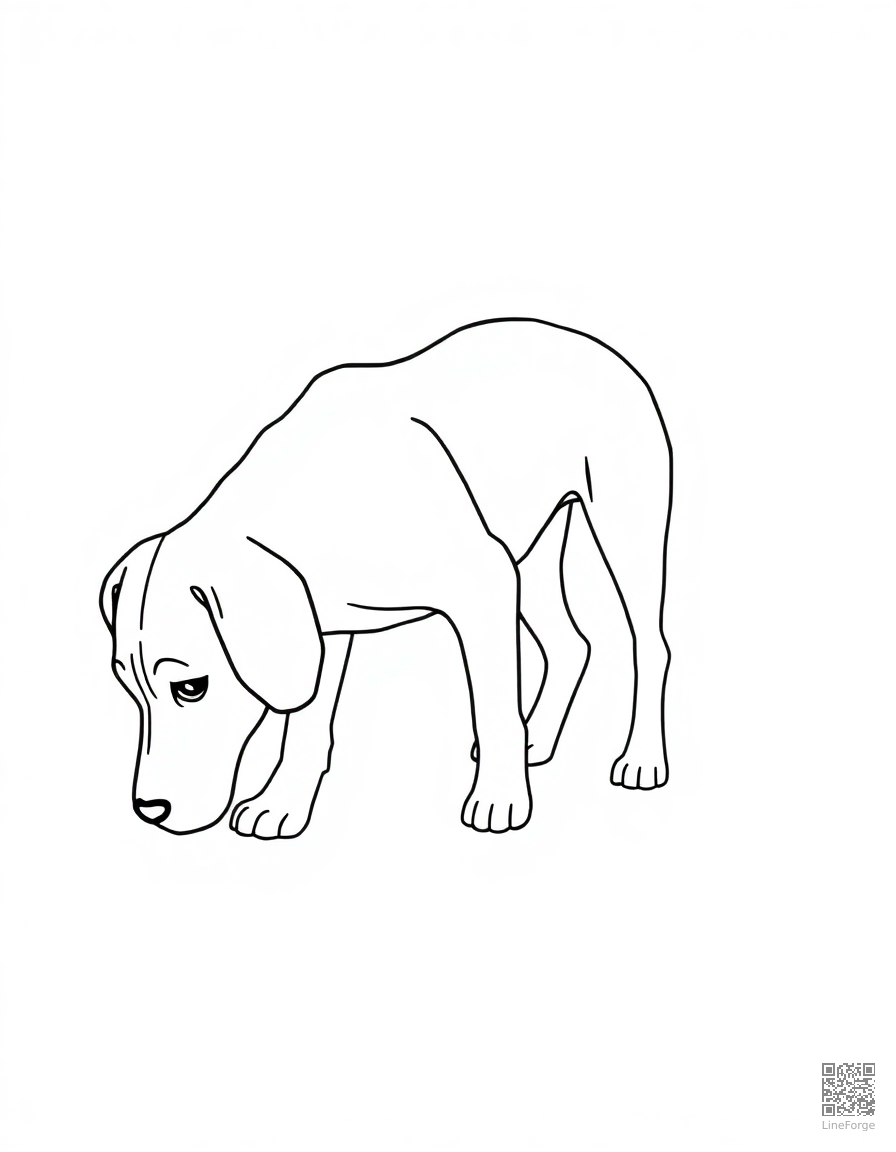 Beagle sniffing the ground coloring page Minimal style - free printable