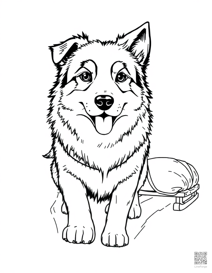 bernese mountain dog pulling a sled coloring page Manga style - free printable