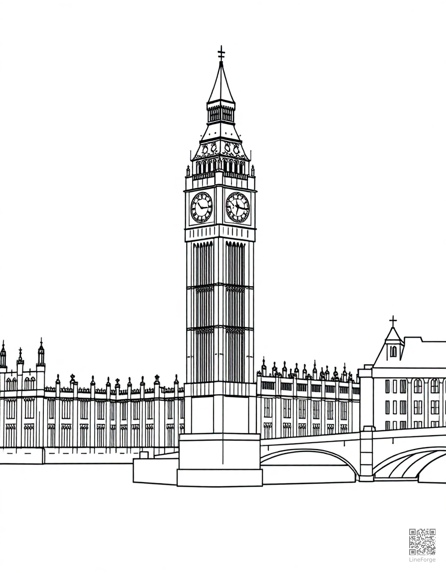 big ben and houses of parliament london coloring page Minimal style - free printable