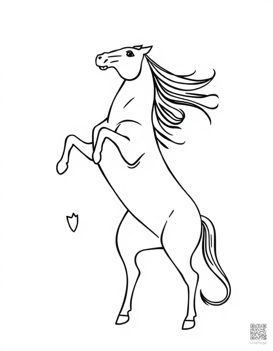 black stallion rearing up dramatically coloring page Minimal style - free printable