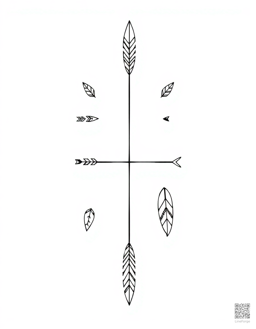bohemian pattern with arrows and feathers coloring page Minimal style - free printable