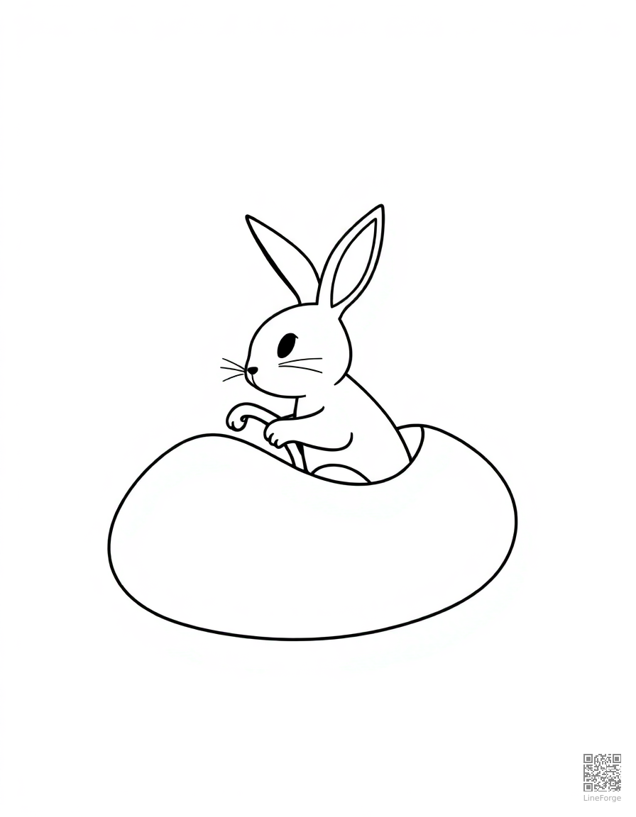 bunny driving an egg-shaped car coloring page Minimal style - free printable