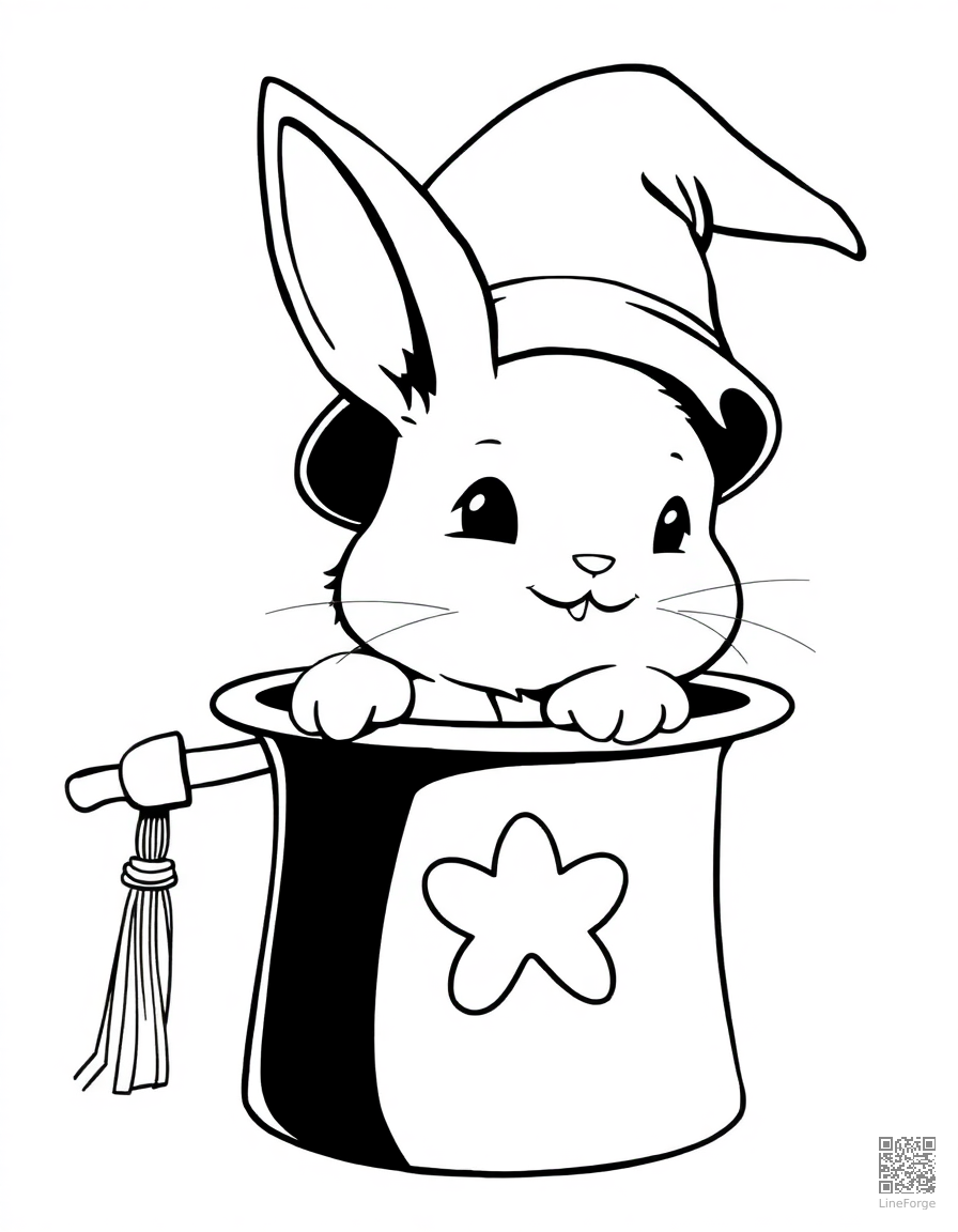 bunny in a magicians hat coloring page Manga style - free printable