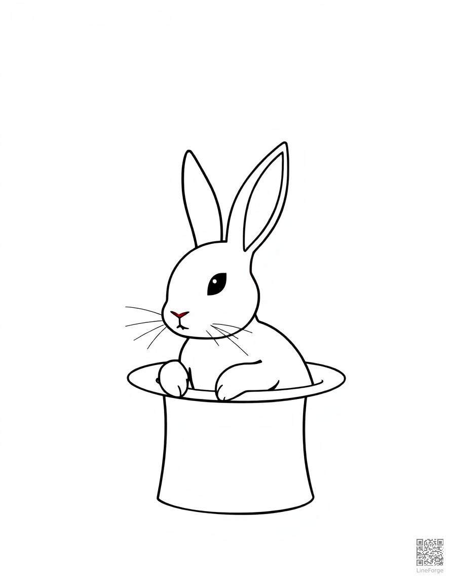 bunny in a magicians hat coloring page Minimal style - free printable