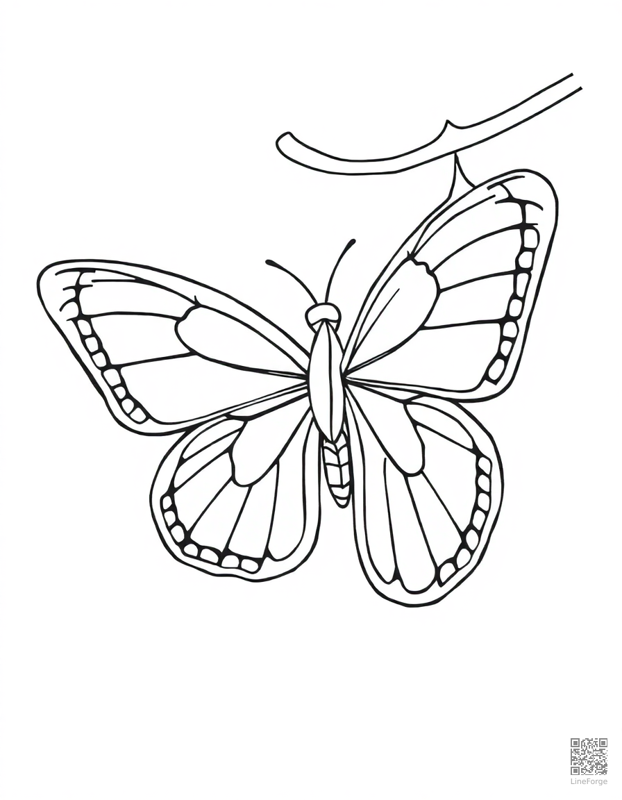 butterfly emerging from its chrysalis coloring page Contour style - free printable