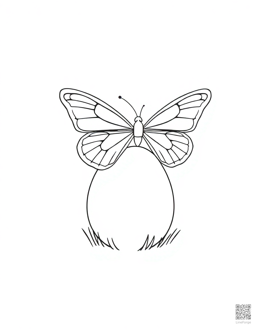 butterfly landing on an easter egg coloring page Minimal style - free printable