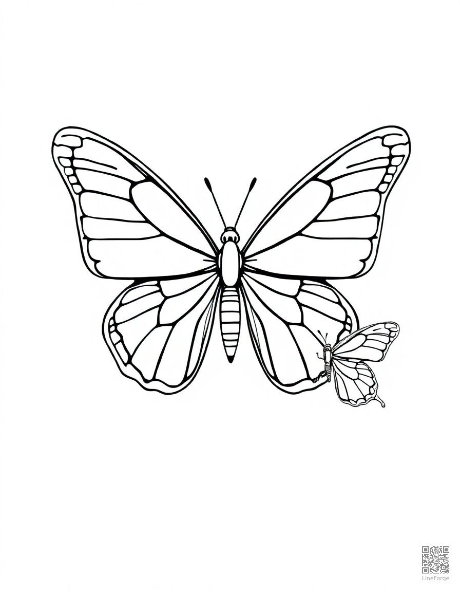butterfly life cycle from egg to adult coloring page Contour style - free printable