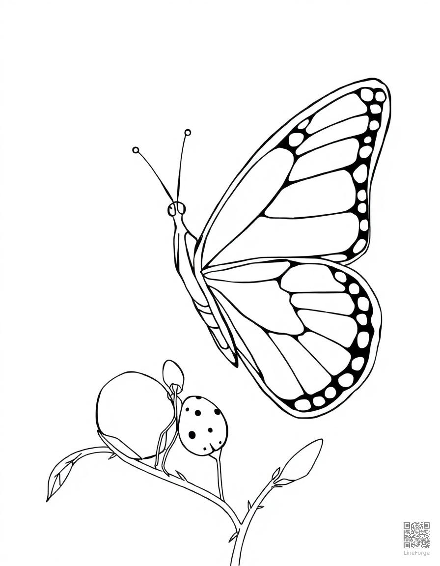 butterfly life cycle from egg to adult coloring page Manga style - free printable