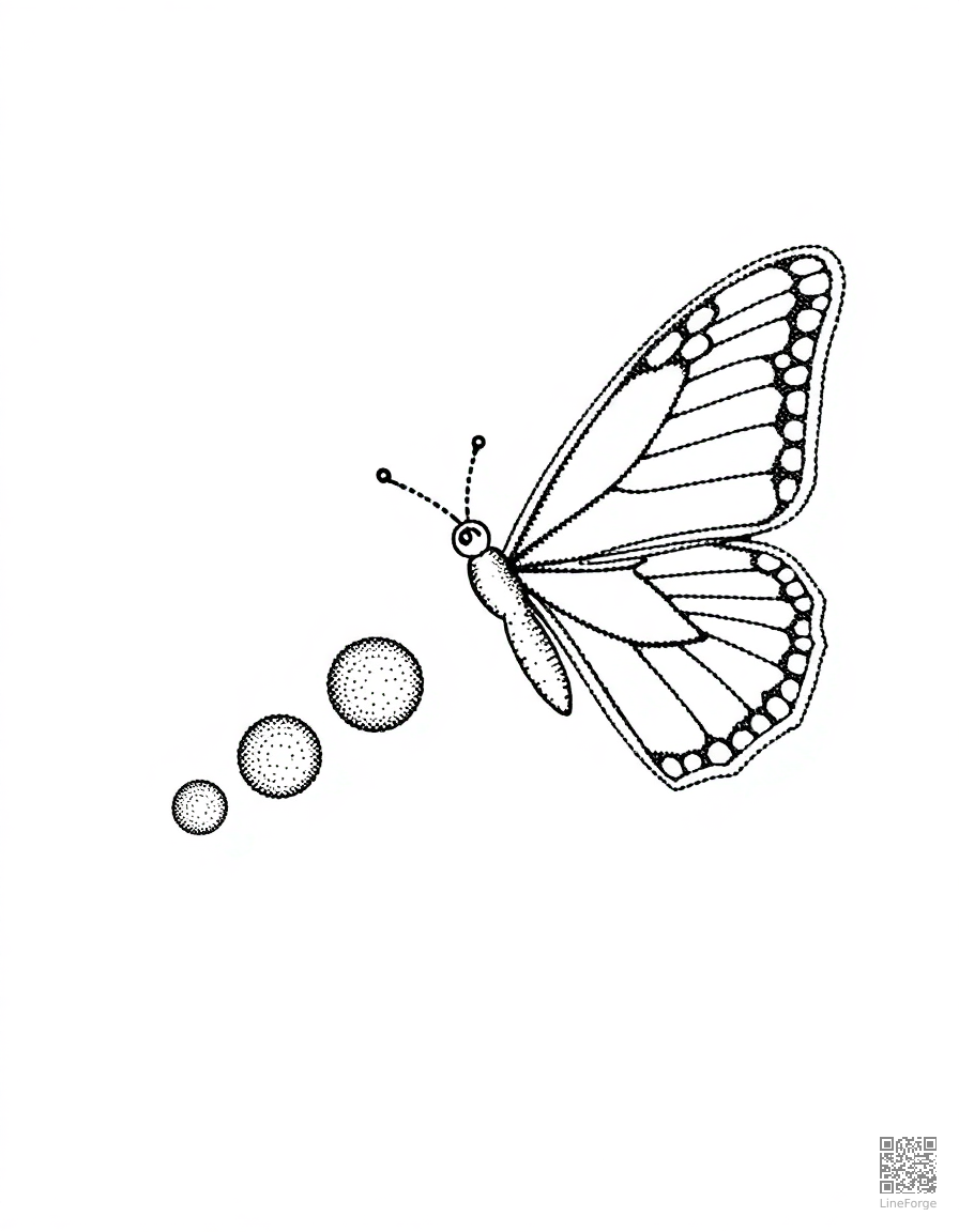 butterfly life cycle from egg to adult coloring page Stipple style - free printable