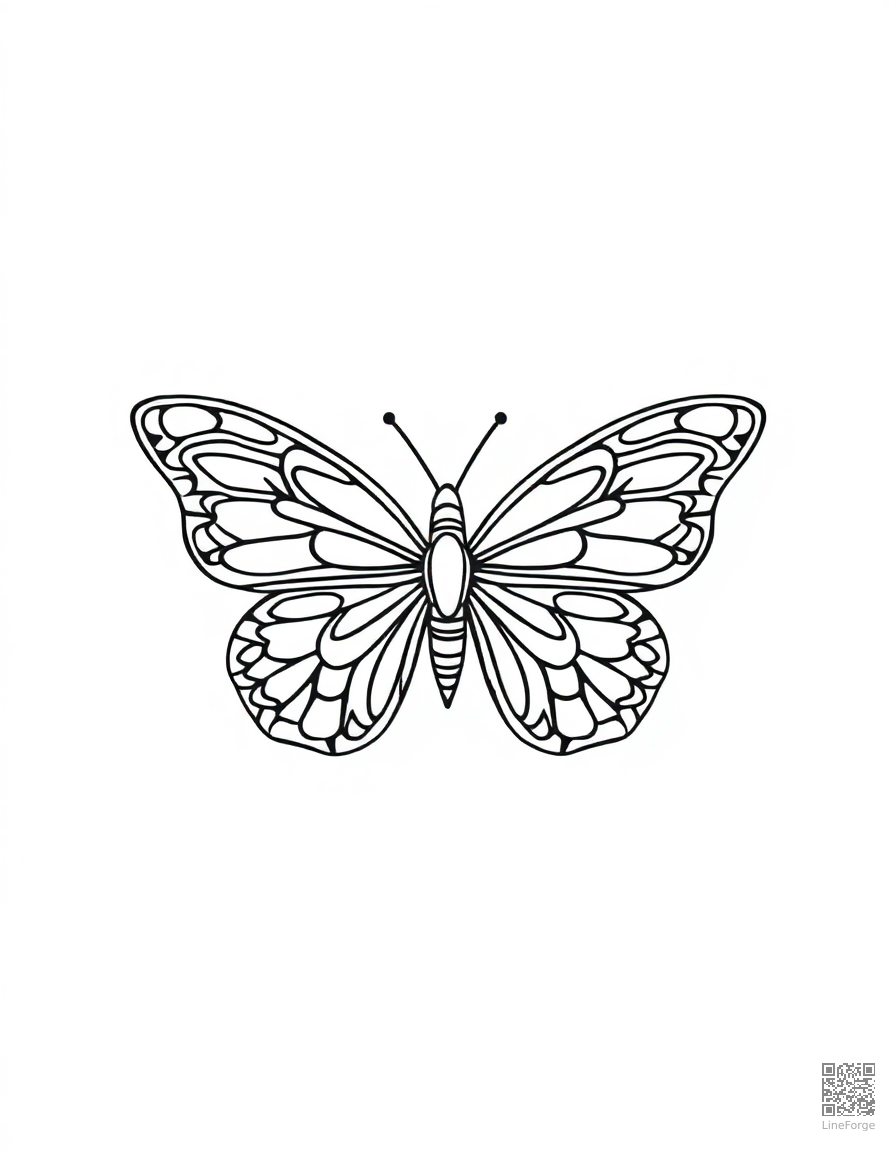 butterfly mosaic mandala pattern coloring page Minimal style - free printable