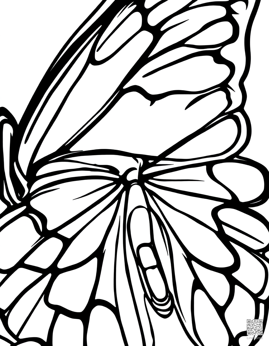 butterfly wings close-up with detailed patterns coloring page Contour style - free printable