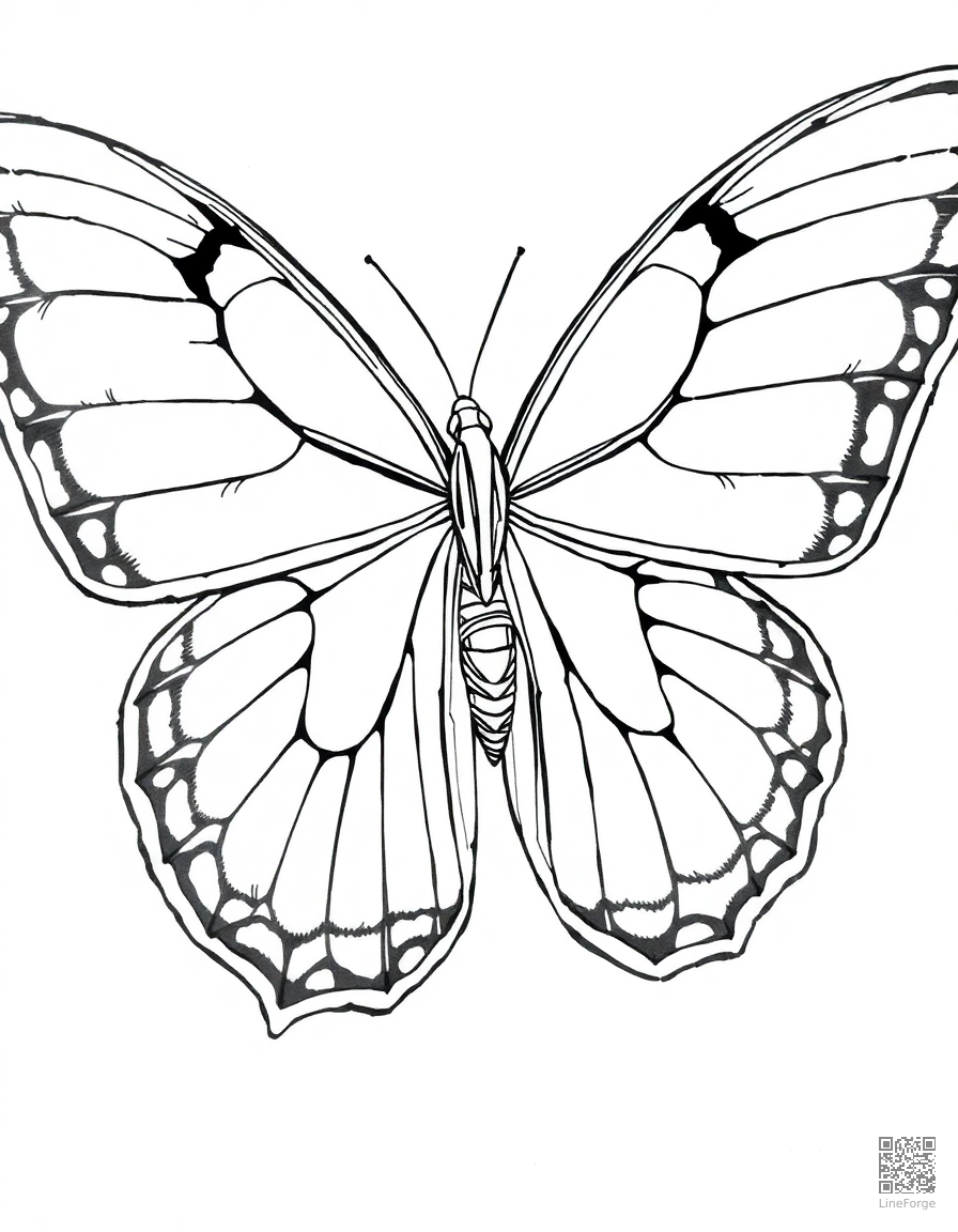 butterfly wings close-up with detailed patterns coloring page Manga style - free printable