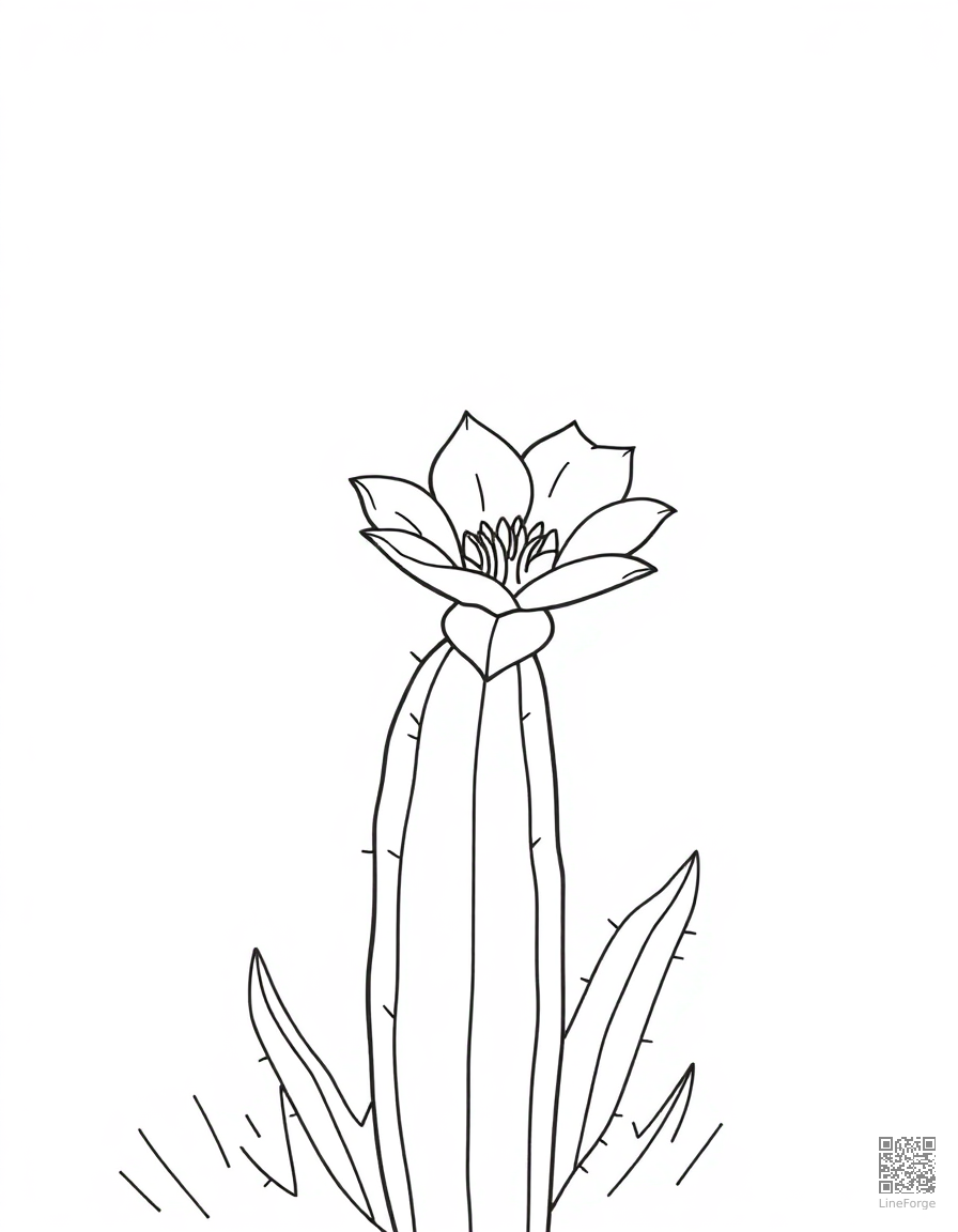 cactus flower blooming in the desert coloring page Minimal style - free printable