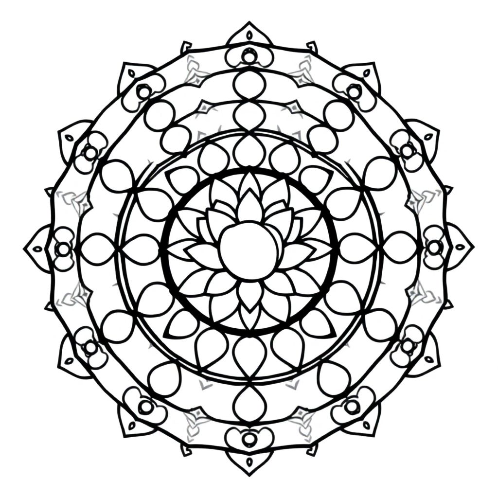 Calm the Storm Vol.1 — Mandala 1 coloring page Contour style - free printable