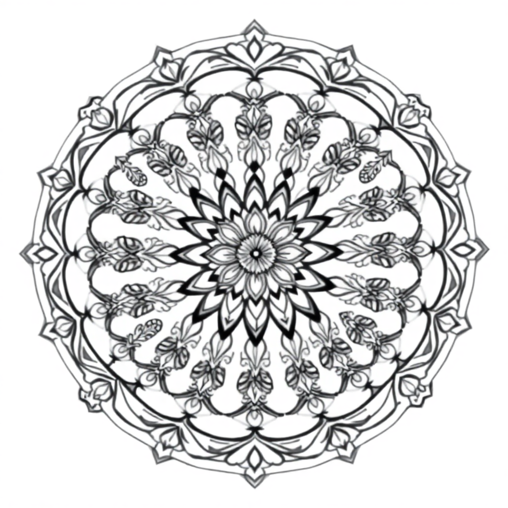 Calm the Storm Vol.1 — Mandala 6 coloring page Contour style - free printable