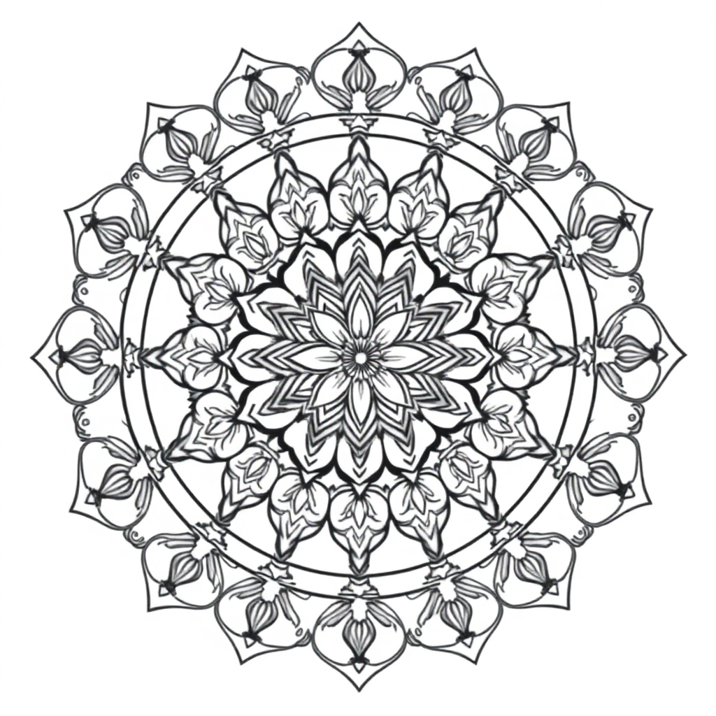 Calm the Storm Vol.1 — Mandala 12 coloring page Contour style - free printable