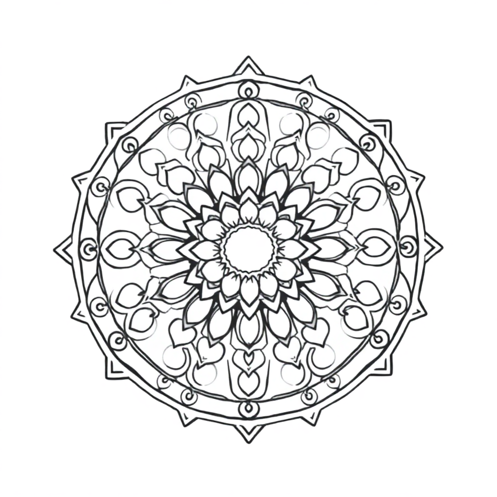 Calm the Storm Vol.1 — Mandala 22 coloring page Stipple style - free printable