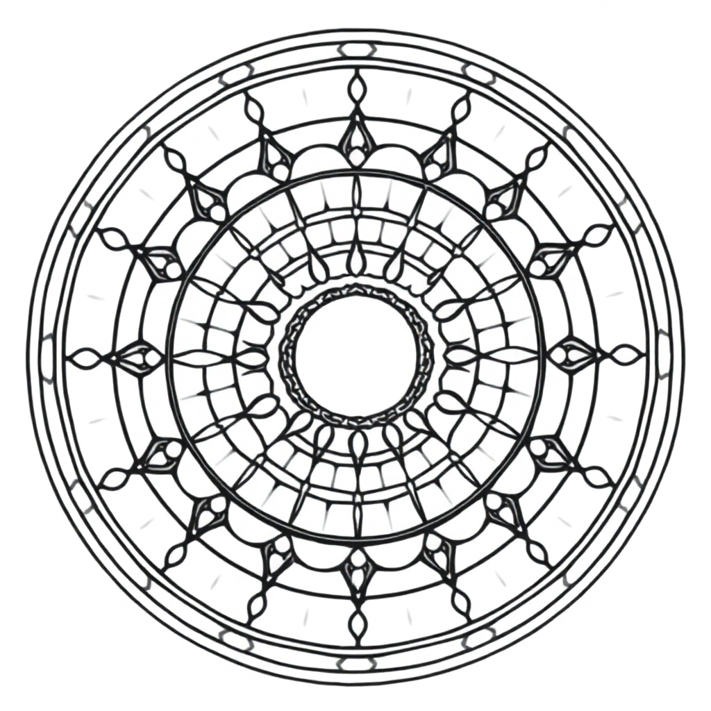Calm the Storm Vol.1 — Mandala 32 coloring page Contour style - free printable