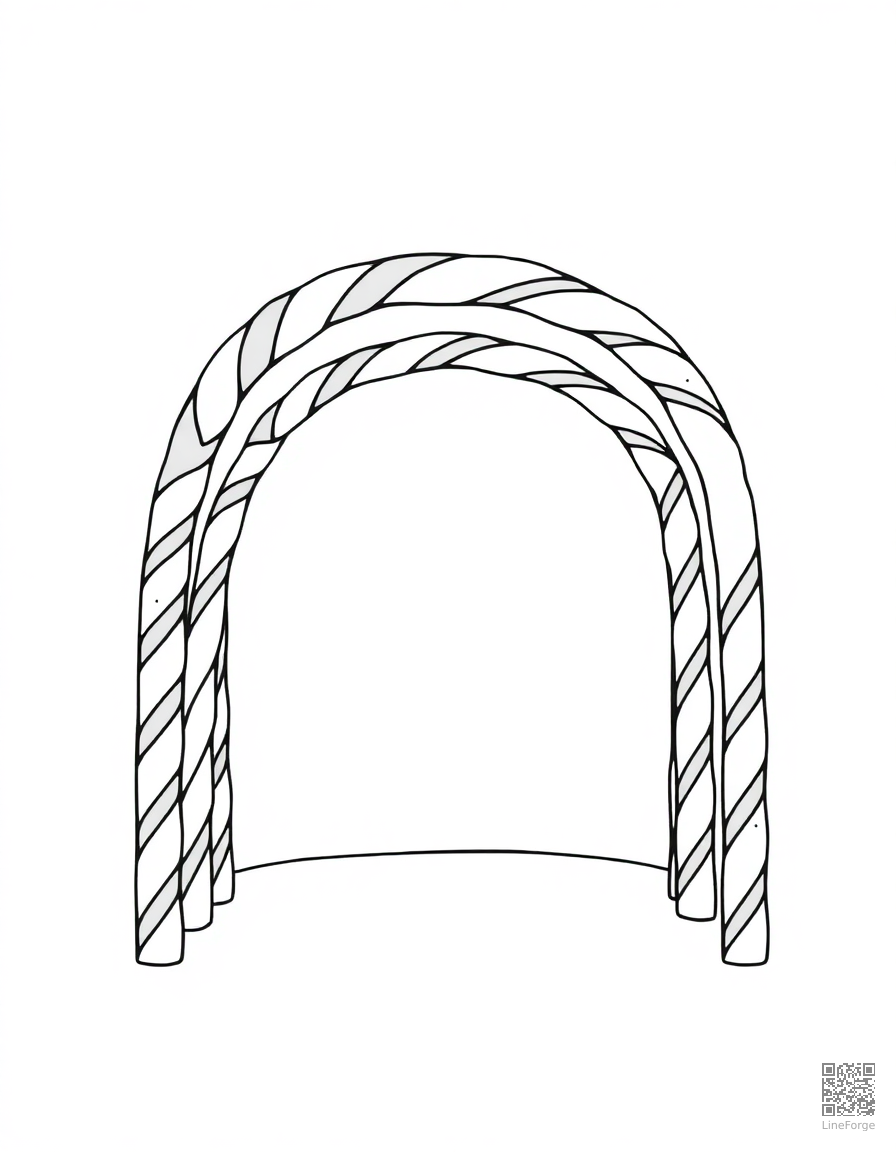 candy cane arch over a pathway coloring page Minimal style - free printable