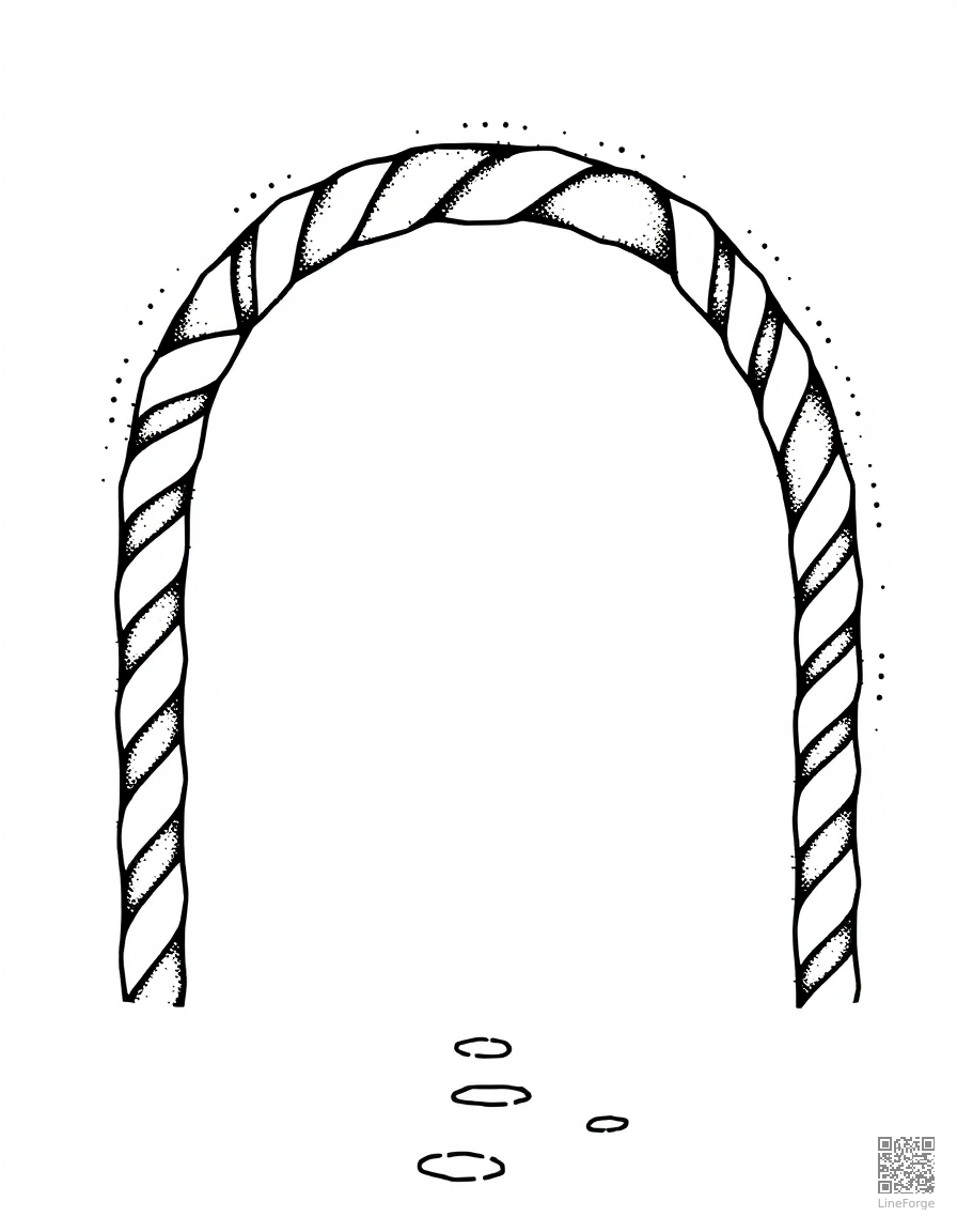 candy cane arch over a pathway coloring page Stipple style - free printable