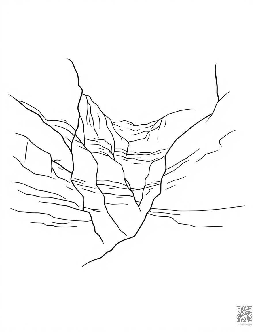 canyon with layered red rock walls coloring page Minimal style - free printable