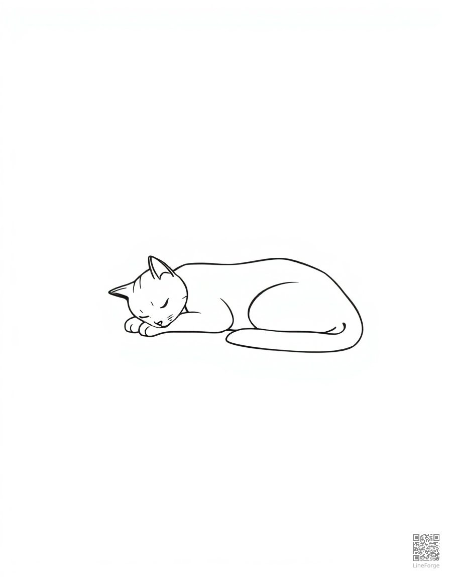 Cat sleeping in a sunbeam coloring page Minimal style - free printable