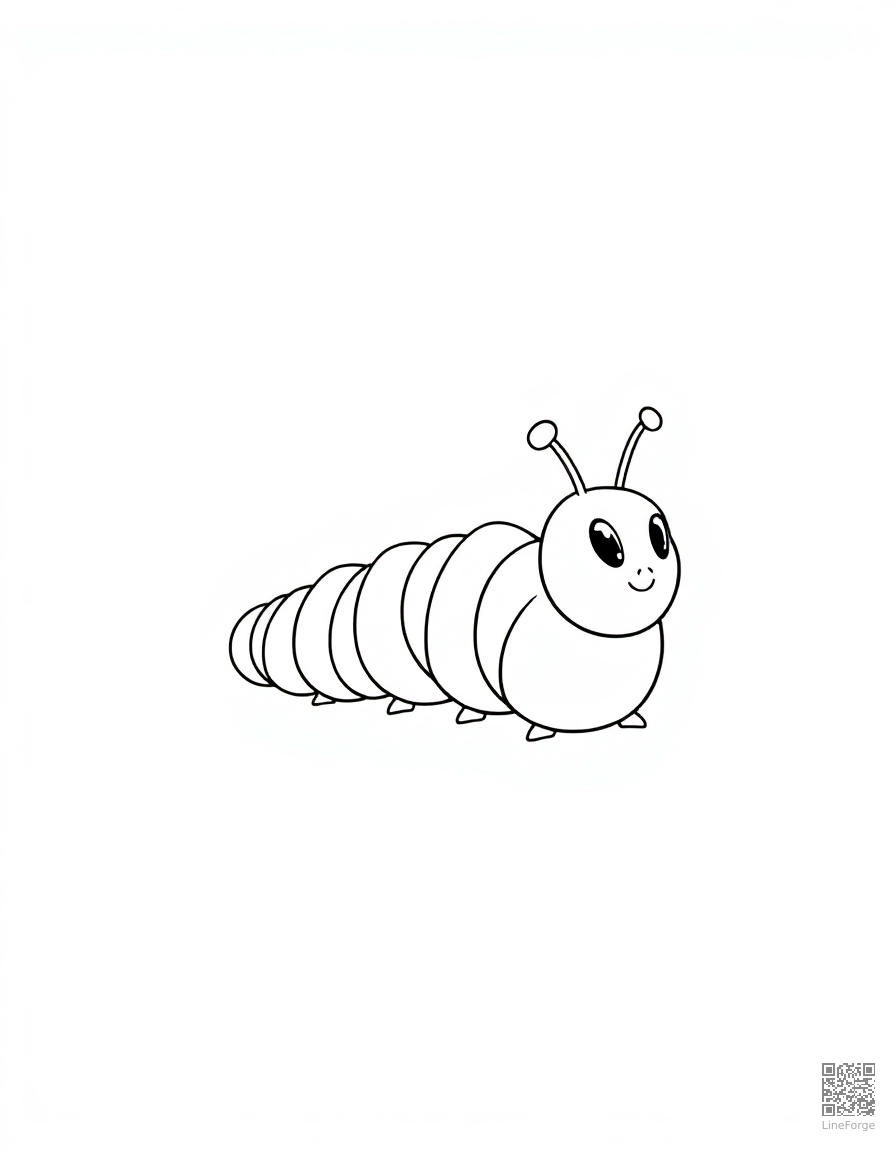 caterpillar with a tiny top hat coloring page Contour style - free printable