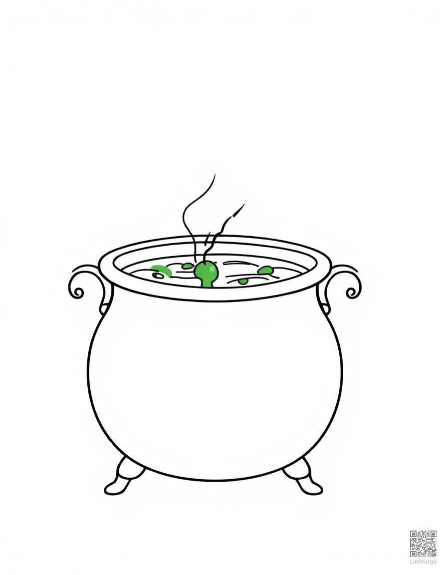 cauldron bubbling with green potion coloring page Minimal style - free printable
