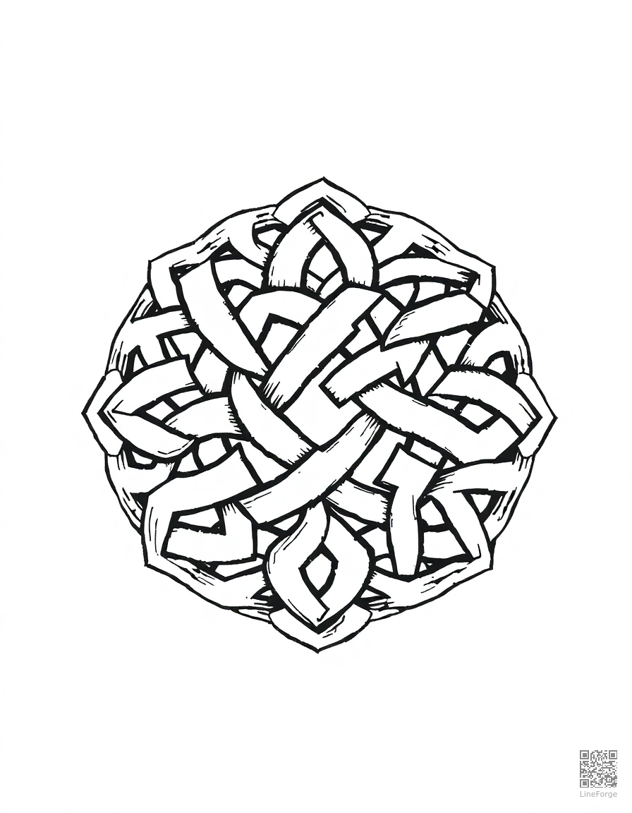 Celtic knot pattern coloring page Crosshatch style - free printable