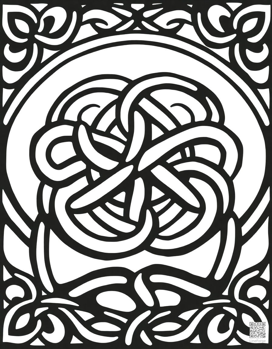 Celtic knot pattern coloring page Woodcut style - free printable