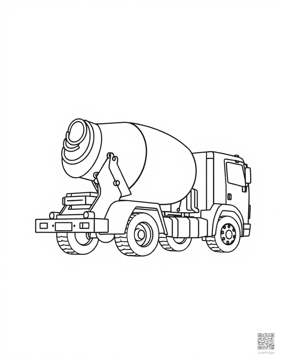 cement mixer truck spinning coloring page Minimal style - free printable