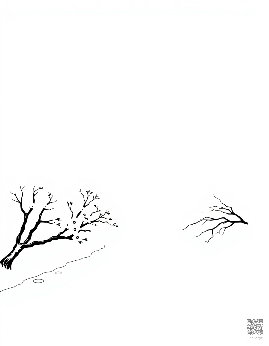 cherry blossom trees along a river coloring page Minimal style - free printable