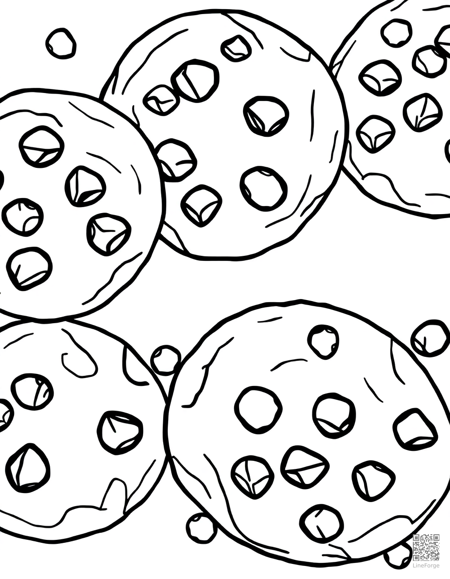 chocolate chip cookies fresh from the oven coloring page Contour style - free printable