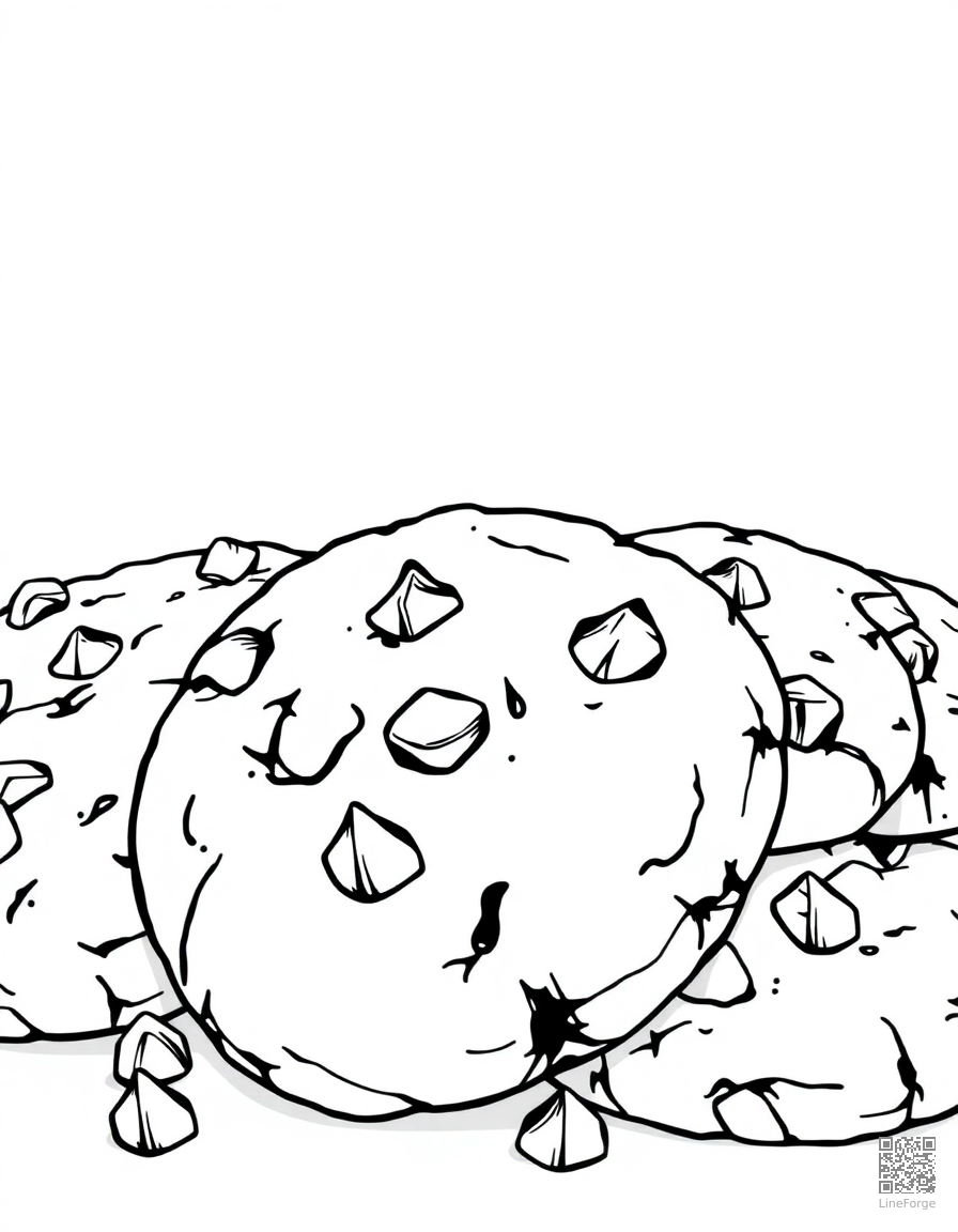 chocolate chip cookies fresh from the oven coloring page Manga style - free printable