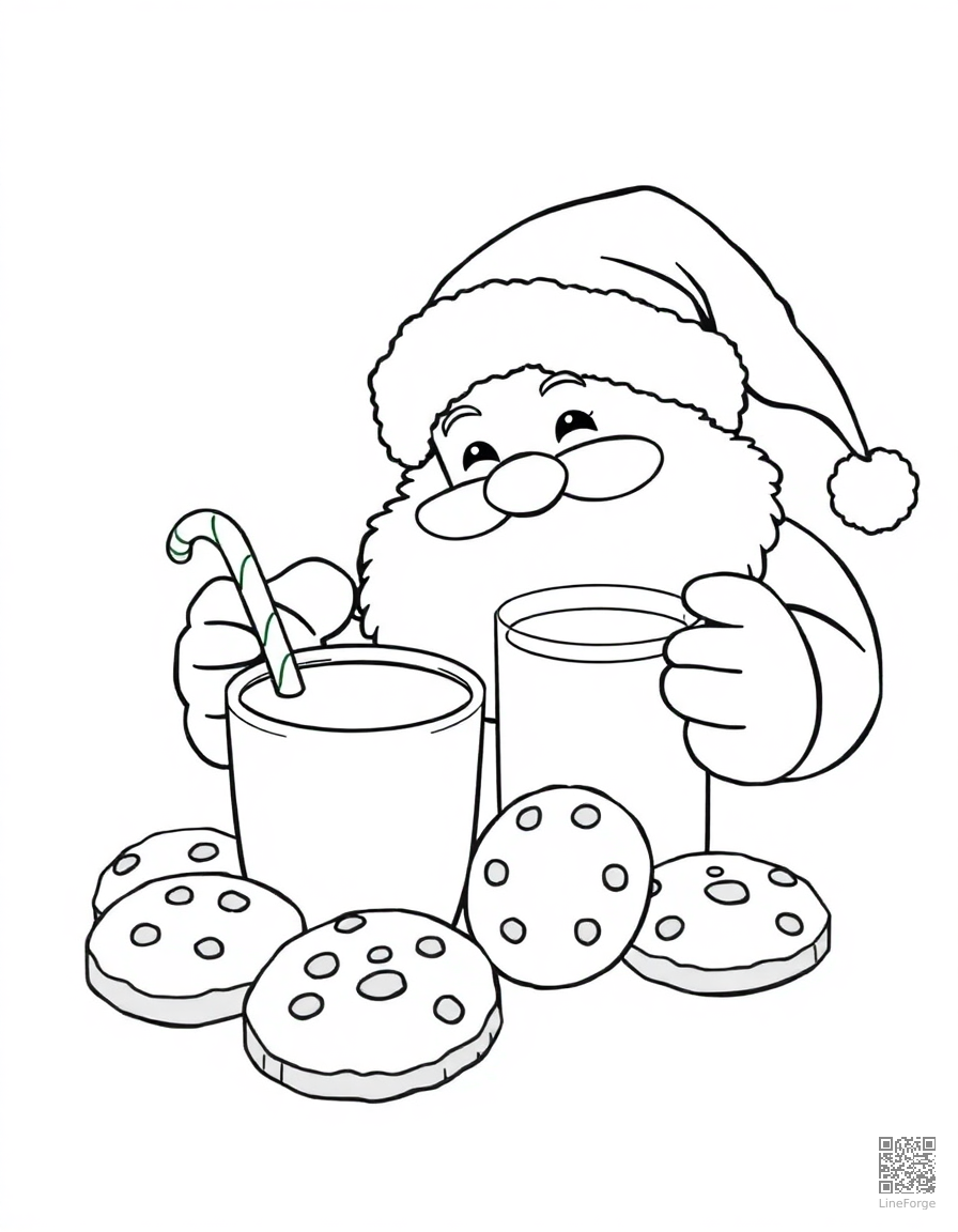 christmas cookies and milk for santa coloring page Manga style - free printable
