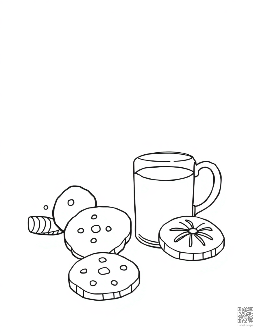 christmas cookies and milk for santa coloring page Minimal style - free printable