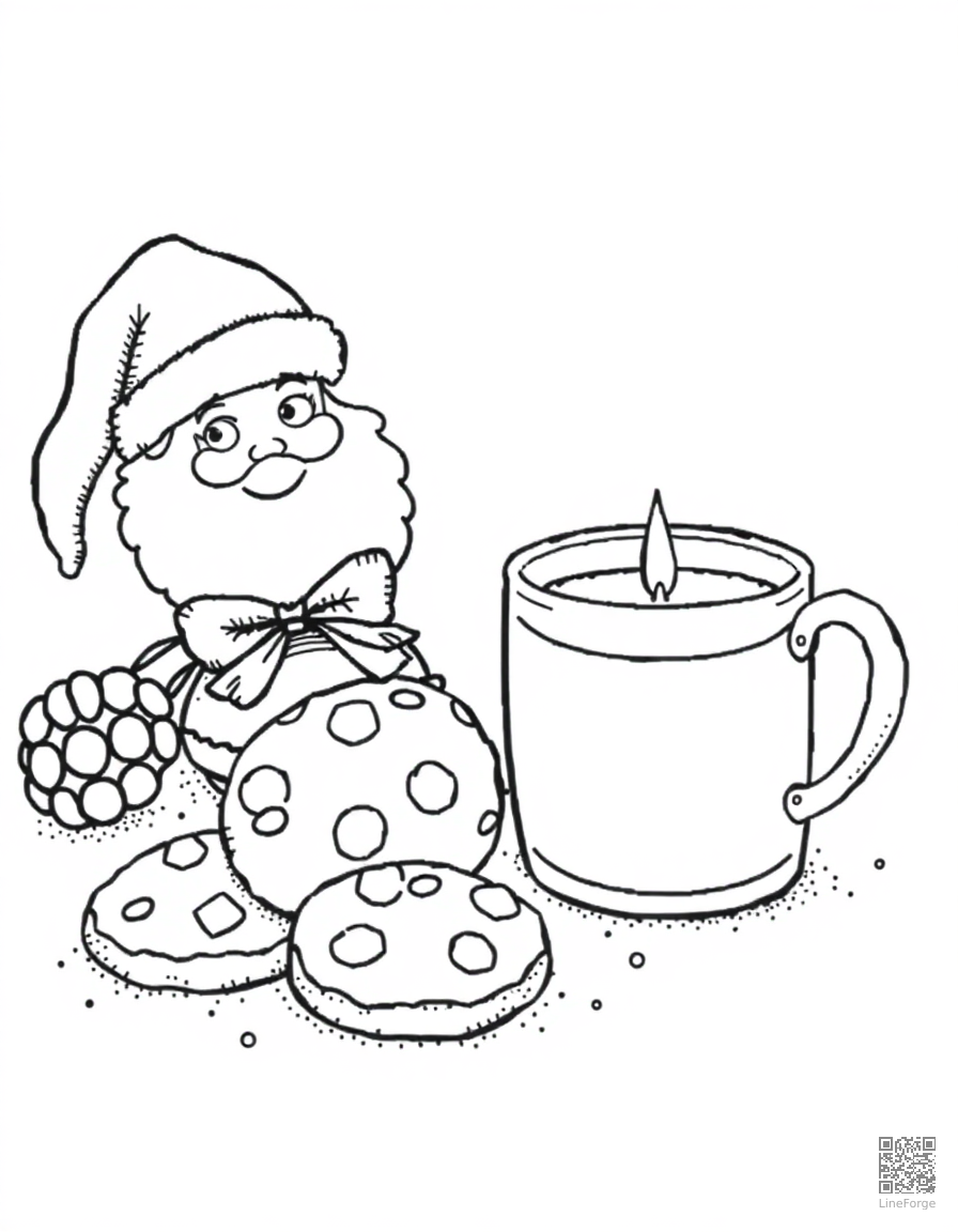 christmas cookies and milk for santa coloring page Stipple style - free printable