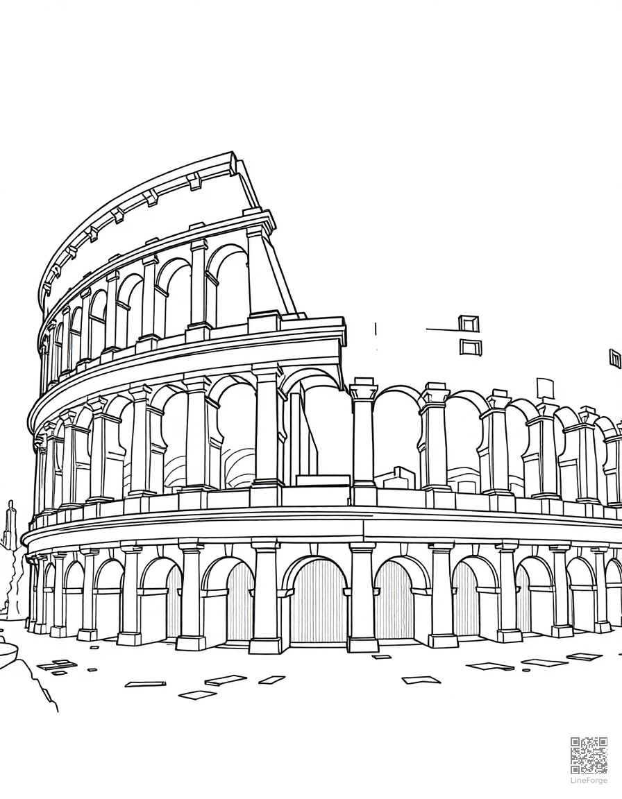 colosseum in ancient rome coloring page Contour style - free printable