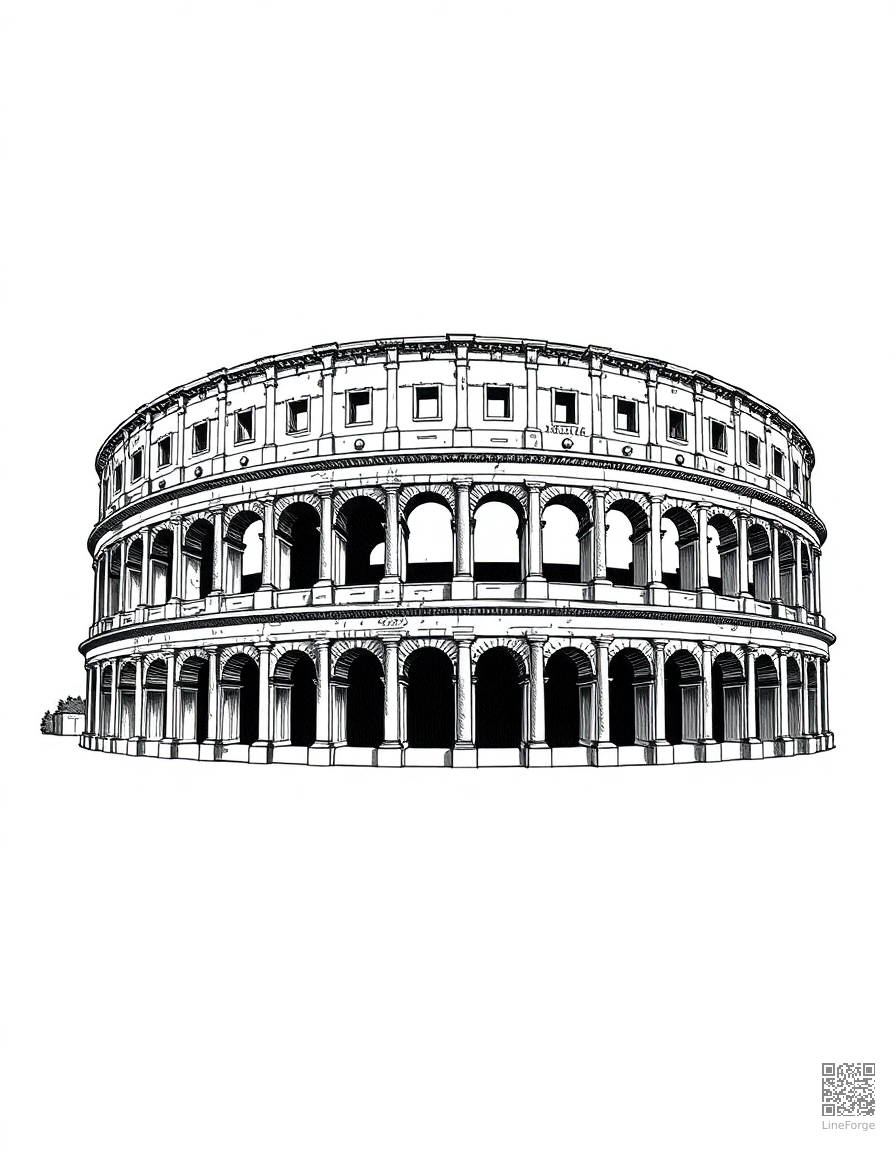 colosseum in ancient rome coloring page Crosshatch style - free printable