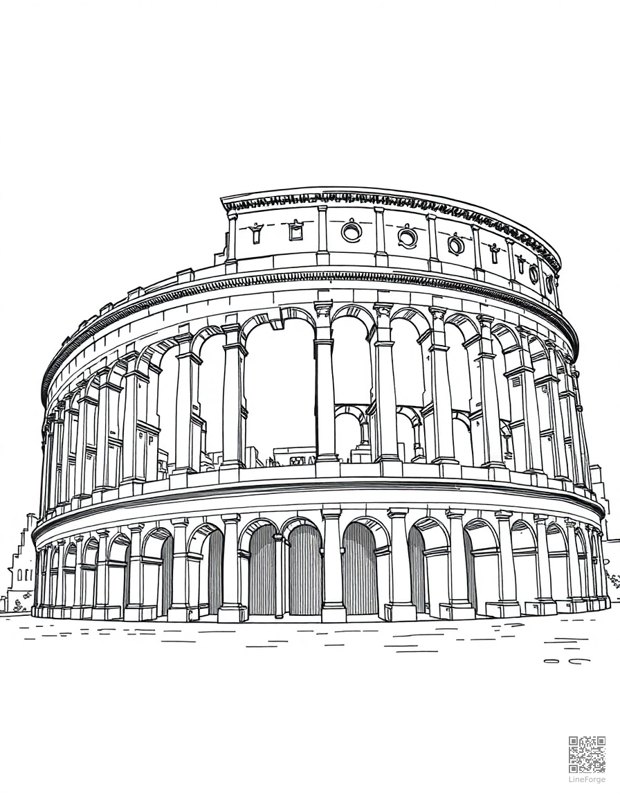 colosseum in ancient rome coloring page Manga style - free printable