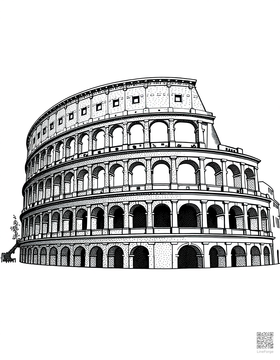 colosseum in ancient rome coloring page Stipple style - free printable