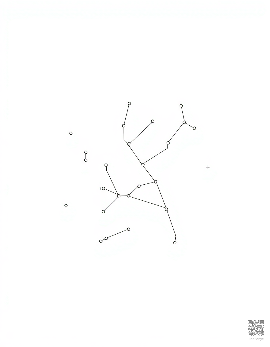 Free constellation map of the night sky coloring page in minimal style — printable line art
