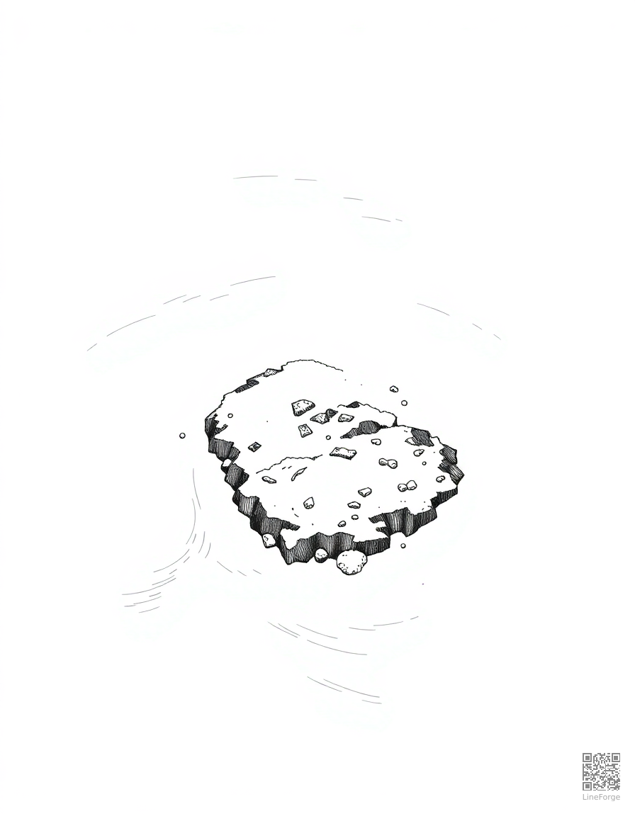 coral atoll viewed from above coloring page Crosshatch style - free printable