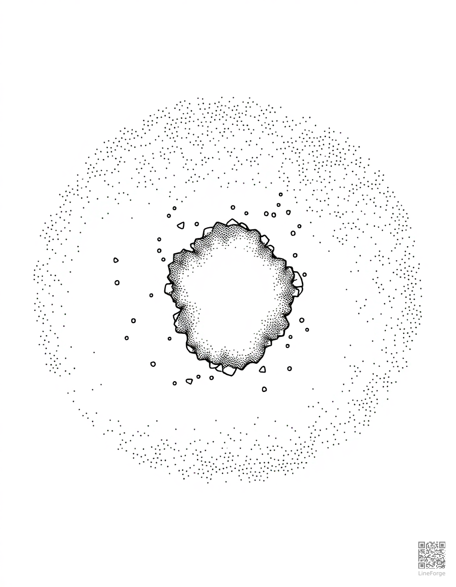 coral atoll viewed from above coloring page Stipple style - free printable