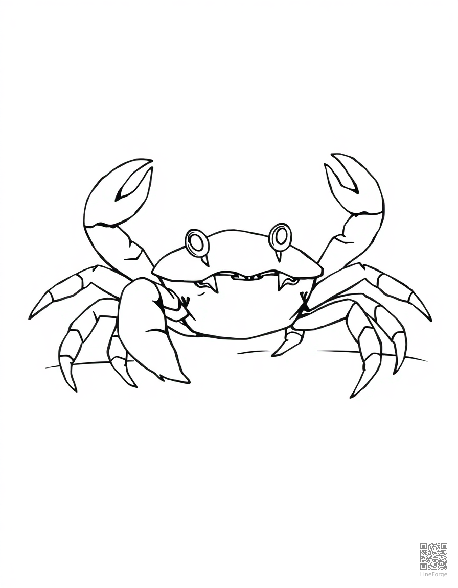 crab walking sideways on a beach coloring page Contour style - free printable